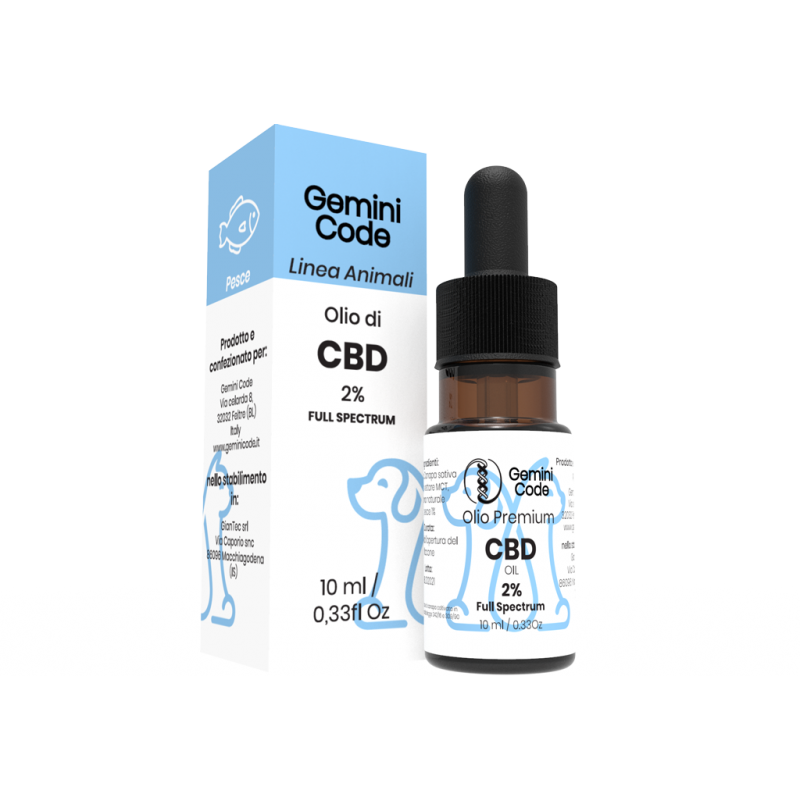 Olio di CBD 2% Full Spectrum Aroma Pesce - Linea Pet (10ml)